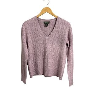 Vintage Eddie Bauer Cotton Angora V Neck Cable Knit Sweater